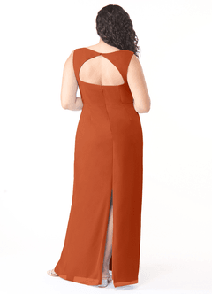 Azazie Flori Brautjungfernkleider Etui Rechteckiger Ausschnitt Chiffon Kleid Gebranntes Orange image8