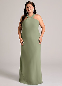 Azazie Doretta Bridesmaid Dresses Pistachio Mermaid Pleated Chiffon Dress image6