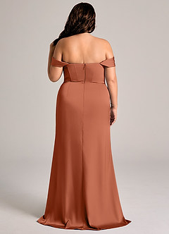 Azazie Johana Bridesmaid Dresses Cedar Rose Mermaid Off the Shoulder Stretch Satin Convertible Dress image9