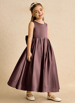 Azazie Cailee Flower Girl Klänningar Klä Balklänning i Matt satäng Plisserad image3