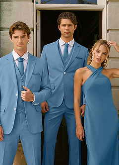 front Ethan Steel Blue Refined Weave Performance Suit