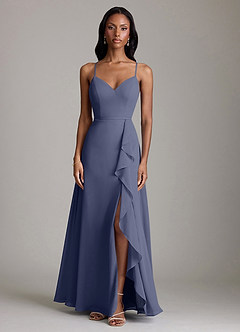 Azazie Naeem Bridesmaid Dresses Stormy A-Line V-Neck Ruffle Chiffon Dress image3