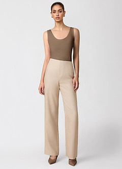 front 100% European Linen Wide-Leg Pants