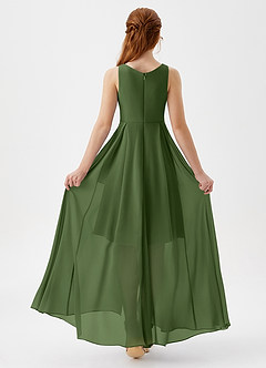 Azazie Lizette Junior Olive A-Line Pleated Chiffon Dress image5