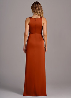 Azazie Wrenlee Bridesmaid Dresses Paprika A-Line Stretch Satin Dress image7