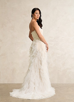 Azazie Ceresia Wedding Dresses Diamond White Champagne Sheath Sequins Tulle Dress image5