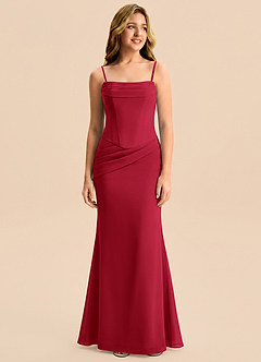 Azazie Sorrel Junior Scarlet Mermaid Pleated Chiffon Dress image6