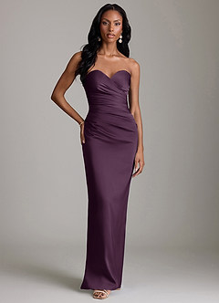 Azazie Sonora Suknie dla druhen Osłona Bez ramiączek Satyna elastyczna Do ziemi Sukienka image6