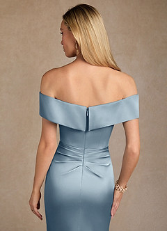 Azazie Laredo Mother of the Bride Dresses Dusty Blue Mermaid Off the Shoulder Stretch Satin Dress image7