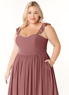 Azazie Metz Bridesmaid Dresses Desert Rose A-Line Sweetheart Ruched Chiffon Dress image11
