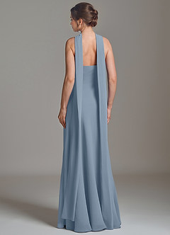 Azazie Ilana At-home Try On Dresses Dusty Blue A-Line Strapless Chiffon Dress image2