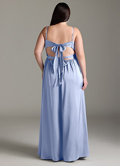 Azazie Zeya Bridesmaid Dresses Ice A-Line Pleated Stretch Satin Dress image10