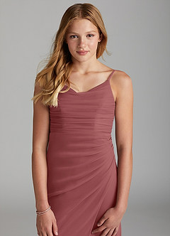 Azazie Deandra Junior Amethyst Sheath Mesh Dress image6