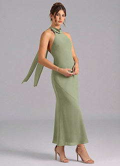 Azazie Velli Bridesmaid Dresses Pistachio Mermaid High Neck Chiffon Dress image3