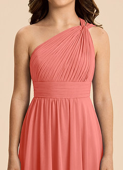 Azazie Skye Junior Salmon Pink A-Line Pleated Chiffon Dress image5