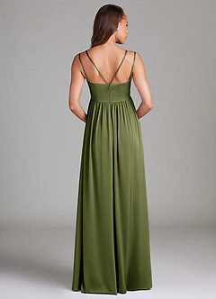 Azazie Emree Maternity Bridesmaid Dresses A-Line Stretch Satin Floor-Length Dress with Pockets image2
