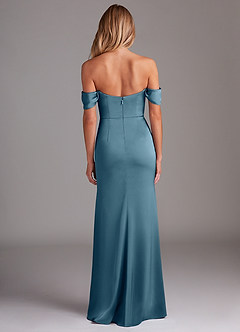 Azazie Saige Bridesmaid Dresses Bermuda Sheath Off the Shoulder Stretch Satin Dress image10