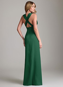 Azazie Cemion Brudtärnklänningar Klä av A-Linje i Stretch Satin Mörkgrön image3
