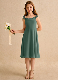 Azazie Pup Girls Formal Flower Girl Dresses Sea Moss A-Line Pleated Chiffon Dress image5