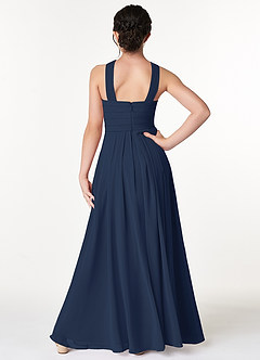 Azazie Kaleigh Junior Dark Navy A-Line Pleated Chiffon Dress image2
