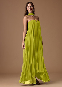 Nahla Lemon Green Allover Pleated Maxi Dress image6