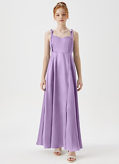 Azazie Rosey Junior Lilac A-Line Sweetheart Neckline Metallic Satin Dress image6
