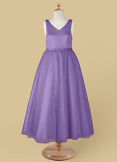 Azazie Marybell Flower Girl Dresses Tahiti A-Line Bow Tulle Dress image9