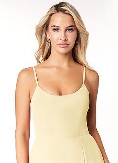 Azazie Moira Bridesmaid Dresses Lemon Sorbet A-Line Scoop Chiffon Dress image6