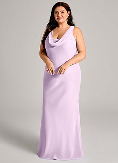 Azazie Rylina Bridesmaid Dresses Frosted Lilac Mermaid Pleated Chiffon Dress image9