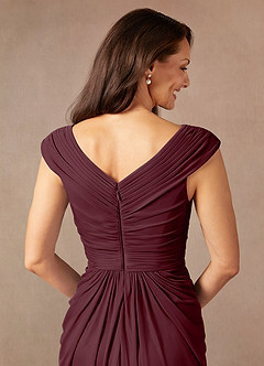Azazie Lisolette Mother of the Bride Dresses Cabernet Sheath Pleated Mesh Dress image8