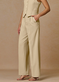 front Rowan Champagne Pantaloni Performance in tessuto raffinato