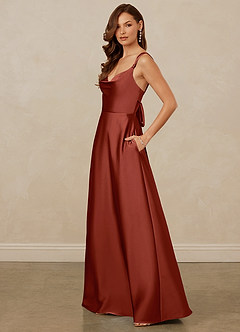 Christian Siriano Bridal for Azazie 1001 Brautjungfernkleider A-Linie Herzausschnitt Stretch-Satin Kleid Terrakotta image4