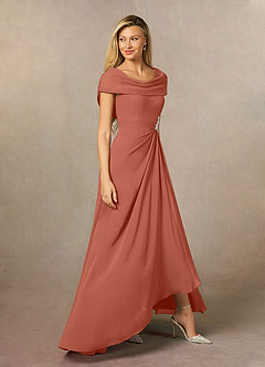 Azazie Mary Vestidos para mãe da noiva Vestido Argila de Chiffon de Linha A com Fenda Lateral image4