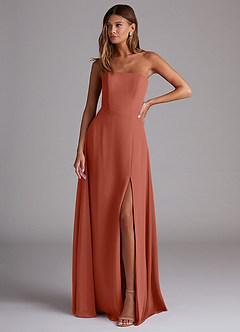 Azazie Wren Bridesmaid Dresses Clay A-Line Side Slit Chiffon Convertible Dress image1
