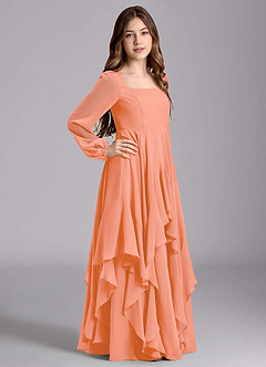 Azazie Clara Junior Sunset A-Line Blouson Chiffon Dress image4