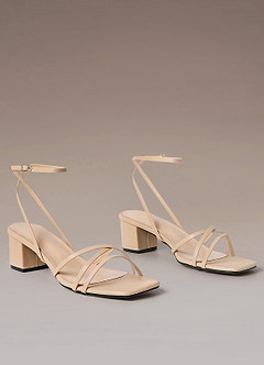 front Cross Strips Block Heel Sandals