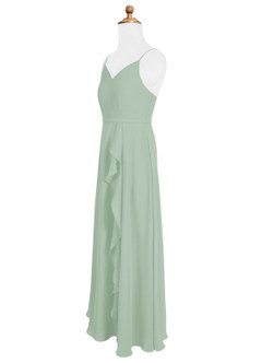 Azazie Naeem Junior Agave A-Line Ruched Chiffon Dress image6