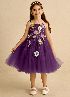 Azazie Osea vestidos de niña de las flores Vestido de Uva de Tul de Princesa con Plisado image6
