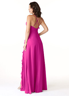Azazie Tarni Bridesmaid Dresses Fuchsia A-Line Chiffon Dress image2