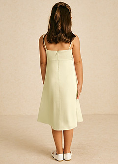 Azazie Zuzu Flower Girl Dresses Lemon Sorbet A-Line Spaghetti Strap Stretch Satin Dress image2