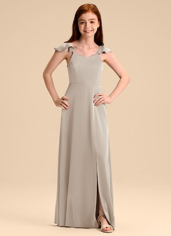 Azazie Everett Junior Jurk van Stretch Satijn met A-Lijn Boog Vorst image7