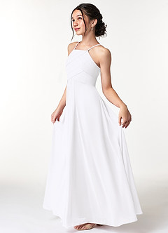 Azazie Ginger A-Line Pleated Chiffon Floor-Length Junior Bridesmaid Dress image6