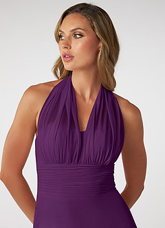 Azazie Fifi Bridesmaid Dresses Grape A-Line Strapless Chiffon Convertible Dress image11