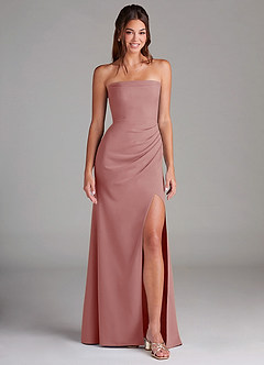 Azazie Leonis Bridesmaid Dresses Dusty Rose Sheath Strapless Stretch Crepe Convertible Dress image1