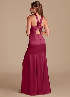 Azazie Rue Bridesmaid Dresses Burgundy Sheath Pleated Metallic Satin Dress image7
