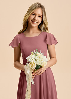 Azazie Cady Junior Amethyst A-Line Pleated Chiffon Dress image8