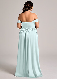 Azazie Calianna Bridesmaid Dresses Sea Glass A-Line Off the Shoulder Stretch Satin Convertible Dress image12