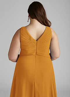 Azazie Flora Bridesmaid Dresses Butterscotch A-Line Pleated Chiffon Dress image14