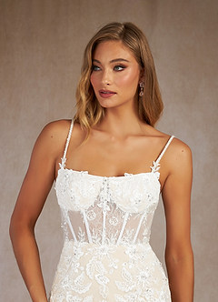 Azazie Bae Wedding Dresses Diamond White Champagne Mermaid Sequins Tulle Dress image5