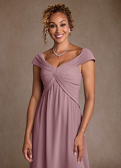 Azazie Myrtle Abiti per la Madre della Sposa Abito A-Line in Chiffon Plissettato Rosa Polverosa image5